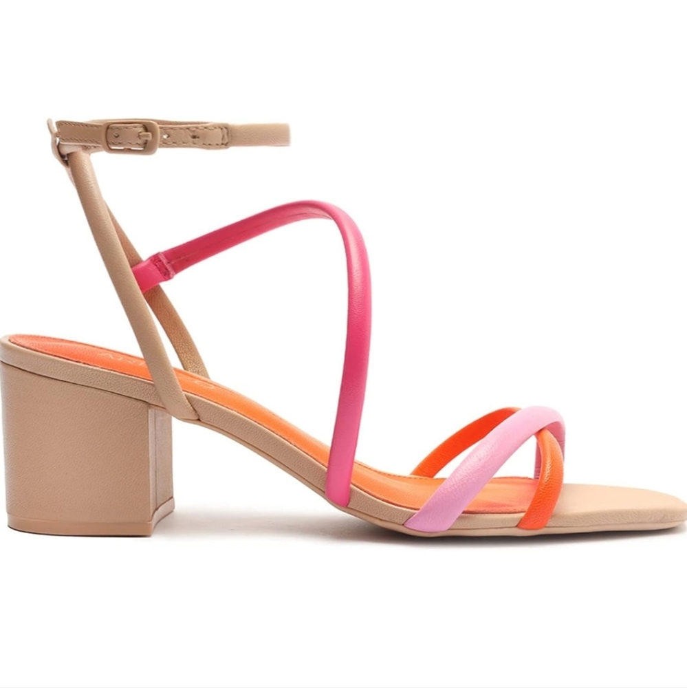 Arezzo block heel sandals.Made in Brazil